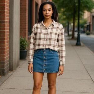 American eagle Flannel Button Front Top